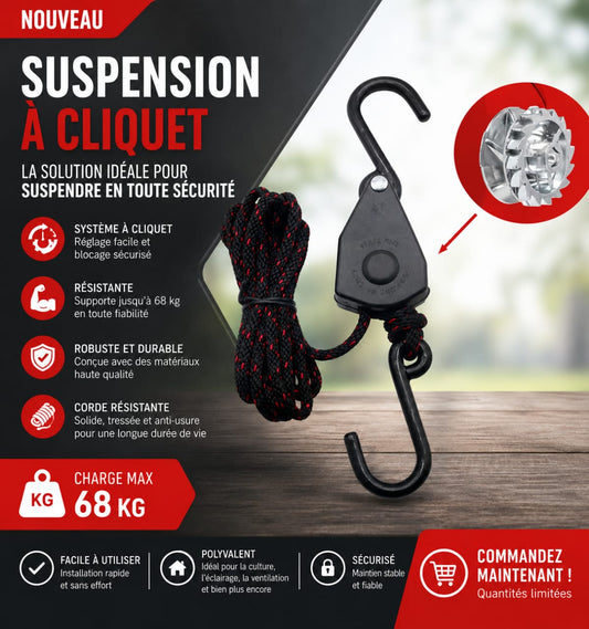 Crochet de suspension à cliquet XL